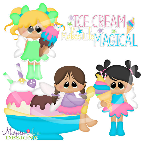 Magical Ice Cream Fairies SVG Cutting Files + Clipart - Click Image to Close